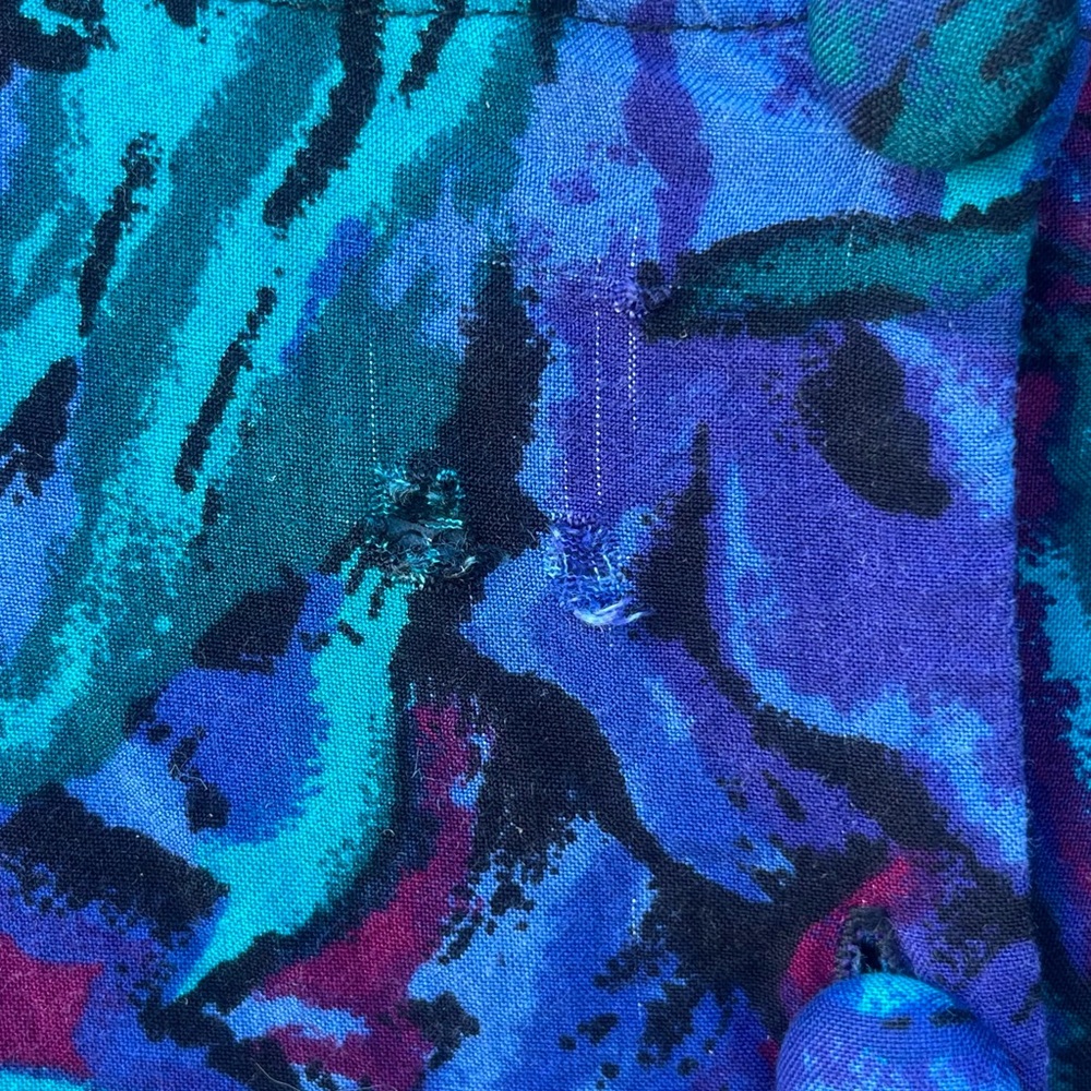 Vintage 80s Floral Midi Dress Secretary Tea Modest Bold Shoulder Pads Vtg Large - Picture 11 of 15